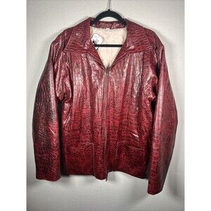 Faux Leather Crocodile Burgundy Jacket #36